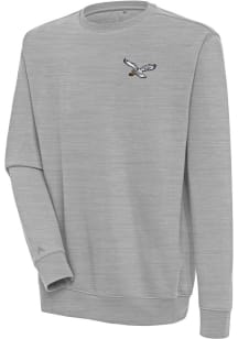 Antigua Philadelphia Eagles Mens Grey Classic Logo Victory Long Sleeve Crew Sweatshirt