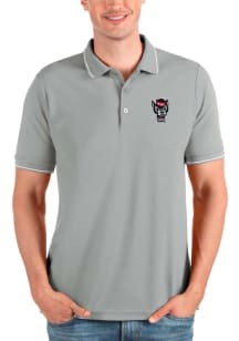 Antigua NC State Wolfpack Mens Grey Affluent Short Sleeve Polo