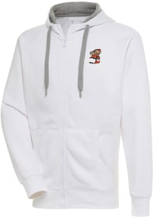 Antigua Cleveland Browns Mens White Classic Logo Victory Long Sleeve Full Zip Jacket