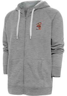 Antigua Cleveland Browns Mens Grey Classic Logo Victory Long Sleeve Full Zip Jacket