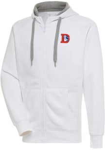 Antigua Denver Broncos Mens White Classic Logo Victory Long Sleeve Full Zip Jacket