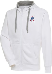 Antigua New England Patriots Mens White Classic Logo Victory Long Sleeve Full Zip Jacket