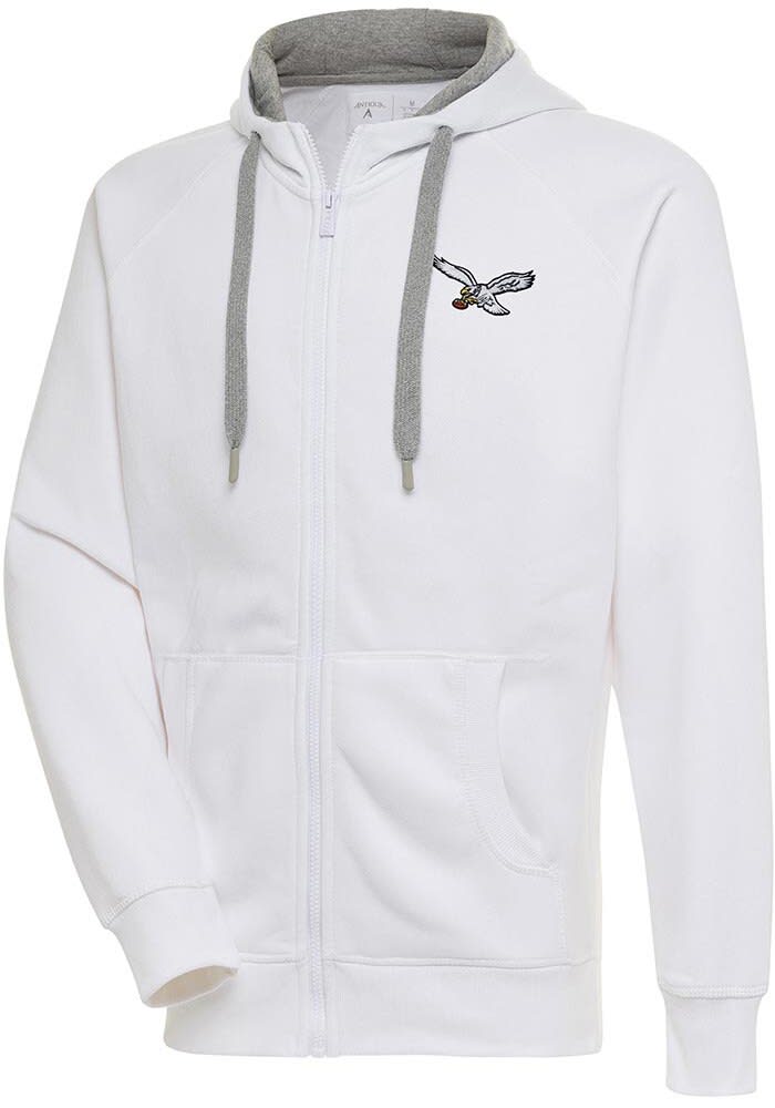 Antigua Philadelphia Eagles White Victory Long Sleeve Full Zip Jacket, White, 65% cotton/35% POLYESTER, Size 3XL, Rally House