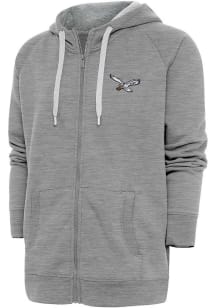 Antigua Philadelphia Eagles Mens Grey Classic Logo Victory Long Sleeve Full Zip Jacket