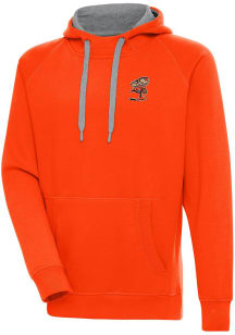 Antigua Cleveland Browns Mens Orange Classic Logo Victory Long Sleeve Hoodie