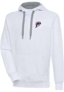 Antigua Miami Dolphins Mens White Classic Logo Victory Long Sleeve Hoodie
