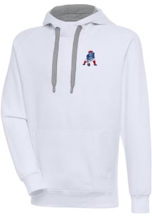 Antigua New England Patriots Mens White Classic Logo Victory Long Sleeve Hoodie