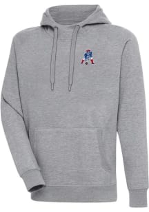 Antigua New England Patriots Mens Grey Classic Logo Victory Long Sleeve Hoodie