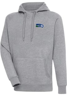 Antigua Seattle Seahawks Mens Grey Classic Logo Victory Long Sleeve Hoodie