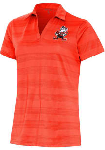 Antigua Cleveland Browns Womens Orange Classic Logo Compass Short Sleeve Polo Shirt