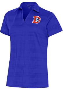 Antigua Denver Broncos Womens Blue Classic Logo Compass Short Sleeve Polo Shirt