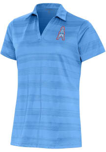 Antigua Houston Oilers Womens Light Blue Vintage Logo Compass Short Sleeve Polo Shirt