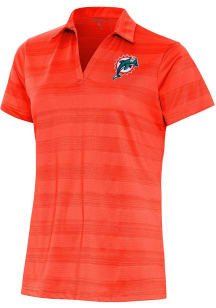 Antigua Miami Dolphins Womens Orange Classic Logo Compass Short Sleeve Polo Shirt