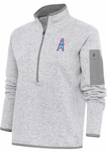 Antigua Houston Oilers Womens Grey Vintage Logo Fortune 1/4 Zip Pullover