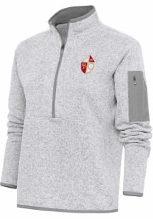 Antigua San Francisco 49ers Womens Grey Vintage Logo Fortune 1/4 Zip Pullover