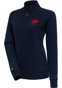 Antigua Buffalo Bills Womens Navy Blue Classic Logo Victory Long Sleeve Full Zip Jacket