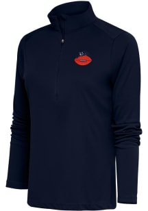 Antigua Chicago Bears Womens Navy Blue Vintage Logo Tribute 1/4 Zip Pullover