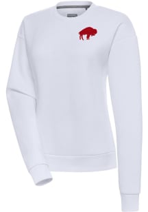 Antigua Buffalo Bills Womens White Classic Logo Victory Crew Sweatshirt