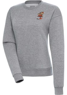 Antigua Cleveland Browns Womens Grey Classic Logo Victory Crew Sweatshirt