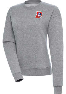 Antigua Denver Broncos Womens Grey Classic Logo Victory Crew Sweatshirt