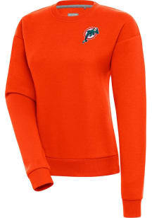 Antigua Miami Dolphins Womens Orange Classic Logo Victory Crew Sweatshirt