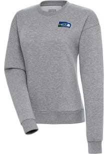 Antigua Seattle Seahawks Womens Grey Classic Logo Victory Crew Sweatshirt