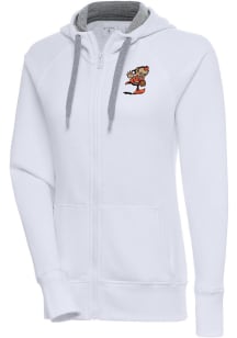 Antigua Cleveland Browns Womens White Classic Logo Victory Long Sleeve Full Zip Jacket