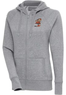 Antigua Cleveland Browns Womens Grey Classic Logo Victory Long Sleeve Full Zip Jacket