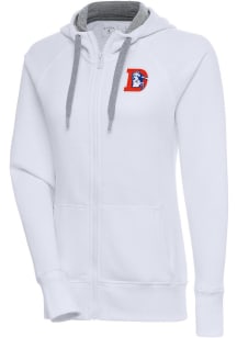 Antigua Denver Broncos Womens White Classic Logo Victory Long Sleeve Full Zip Jacket