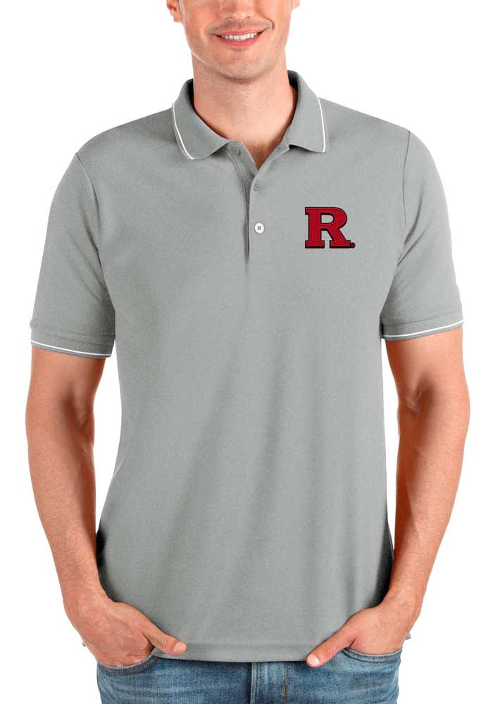 Antigua Rutgers Scarlet Knights Mens Grey Affluent Short Sleeve Polo