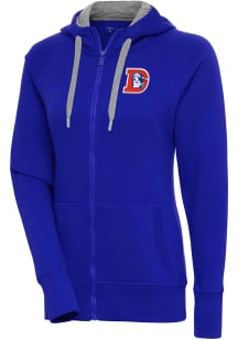 Antigua Denver Broncos Womens Blue Classic Logo Victory Long Sleeve Full Zip Jacket