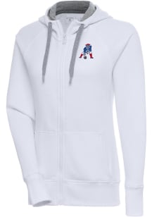 Antigua New England Patriots Womens White Classic Logo Victory Long Sleeve Full Zip Jacket