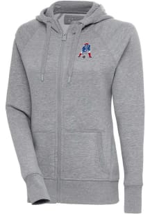 Antigua New England Patriots Womens Grey Classic Logo Victory Long Sleeve Full Zip Jacket