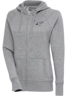Antigua Philadelphia Eagles Womens Grey Classic Logo Victory Long Sleeve Full Zip Jacket