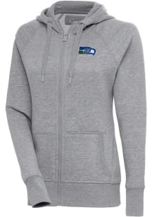 Antigua Seattle Seahawks Womens Grey Classic Logo Victory Long Sleeve Full Zip Jacket