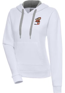 Antigua Cleveland Browns Womens White Classic Logo Victory Hooded Sweatshirt