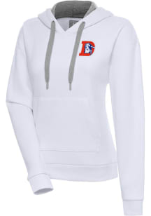 Antigua Denver Broncos Womens White Classic Logo Victory Hooded Sweatshirt