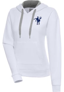 Antigua Indianapolis Colts Womens White Classic Logo Victory Hooded Sweatshirt