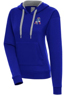 Antigua New England Patriots Womens Blue Classic Logo Victory Hooded Sweatshirt