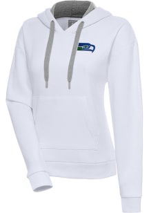 Antigua Seattle Seahawks Womens White Classic Logo Victory Hooded Sweatshirt