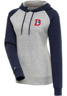 Antigua Denver Broncos Womens Grey Classic Logo Victory Hooded Sweatshirt