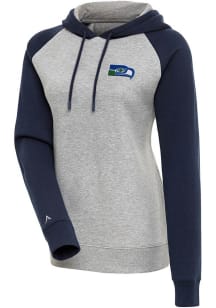 Antigua Seattle Seahawks Womens Grey Classic Logo Victory Hooded Sweatshirt