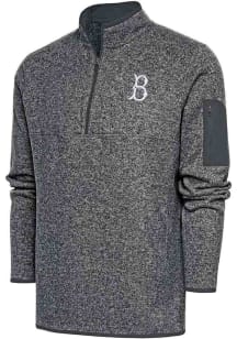 Antigua Brooklyn Dodgers Mens Grey Cooperstown Fortune Long Sleeve 1/4 Zip Fashion Pullover