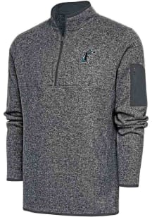 Antigua Miami Marlins Mens Grey Cooperstown Fortune Long Sleeve 1/4 Zip Fashion Pullover