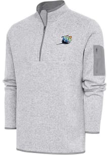 Antigua Tampa Bay Rays Mens Grey Cooperstown Fortune Long Sleeve 1/4 Zip Fashion Pullover