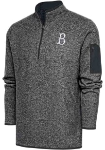 Antigua Brooklyn Dodgers Mens Grey Cooperstown Fortune Big and Tall 1/4 Zip Pullover