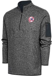 Antigua New York Yankees Mens Grey Cooperstown Fortune Big and Tall 1/4 Zip Pullover