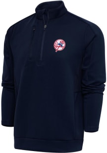 Antigua New York Yankees Mens Navy Blue Cooperstown Generation Long Sleeve 1/4 Zip Pullover