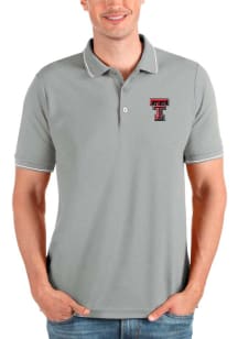 Antigua Texas Tech Red Raiders Mens Grey Affluent Short Sleeve Polo