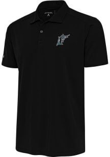 Antigua Miami Marlins Mens Black Cooperstown Tribute Short Sleeve Polo